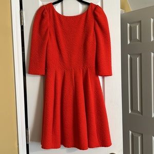 Red-ish Orange quarter-sleeve fall or winter dress